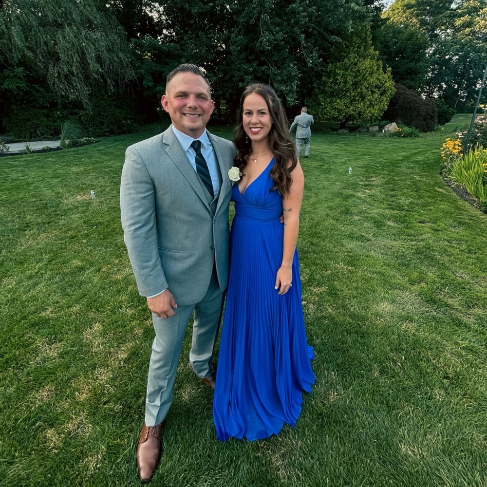 Long blue dress!